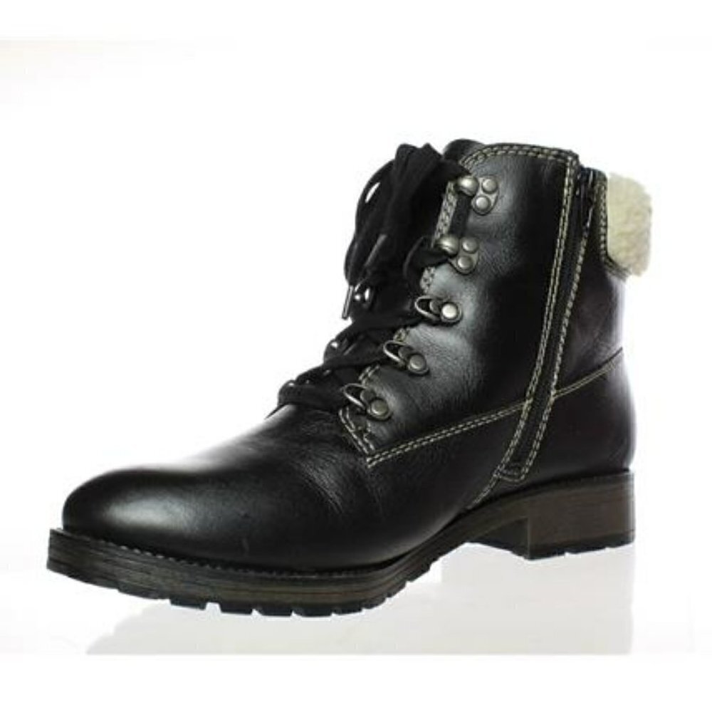 Naturalizer Women's Black Leather Ankle Boots Lace Up Combat Boots Tamesen, 10.5